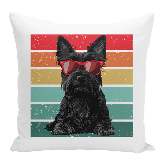 Cool Scottie Dog Cushion Cover – Retro Sunglasses Design (40x40cm)
