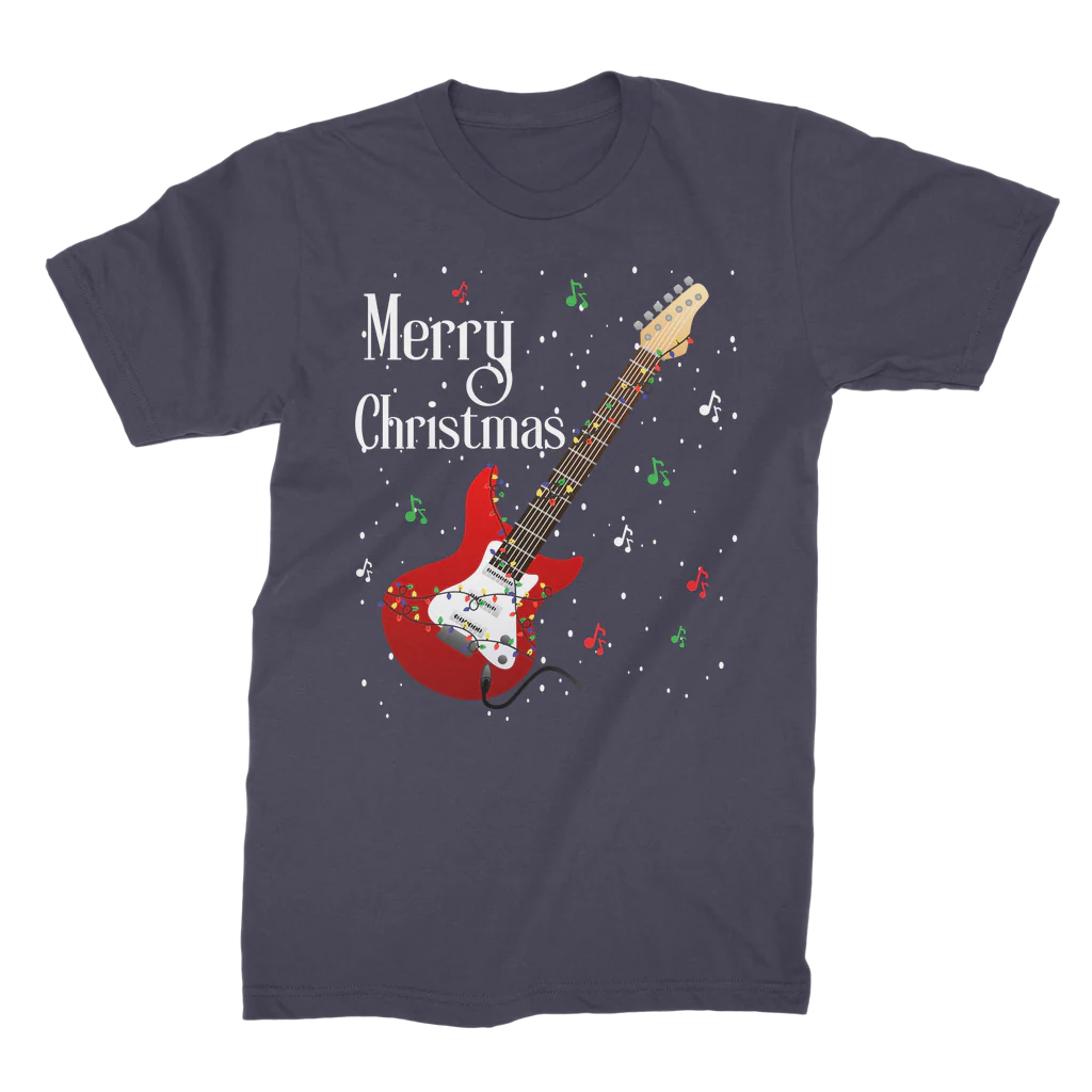 Festive Electric Guitar Christmas T-shirt | Small - 4XL