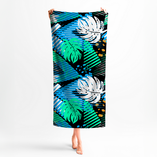 Extra Large Summer Abstract Tropical Leaves Beach Towel