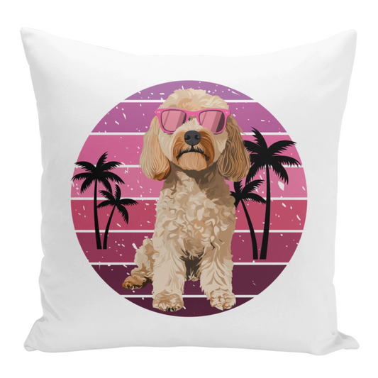 Summer themed Cockapoo Dog square cushion.