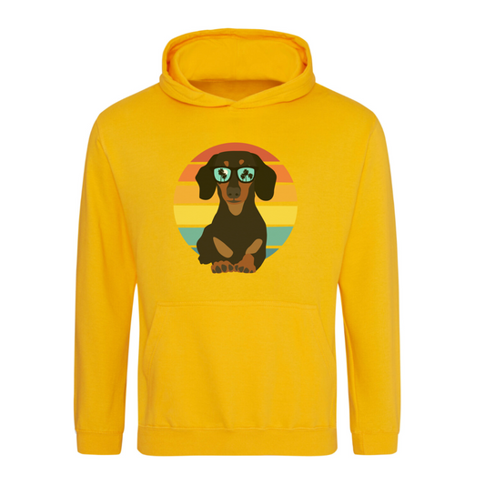 Adults Retro Summer Dachshund Pullover Hoodie | Unisex Sizes