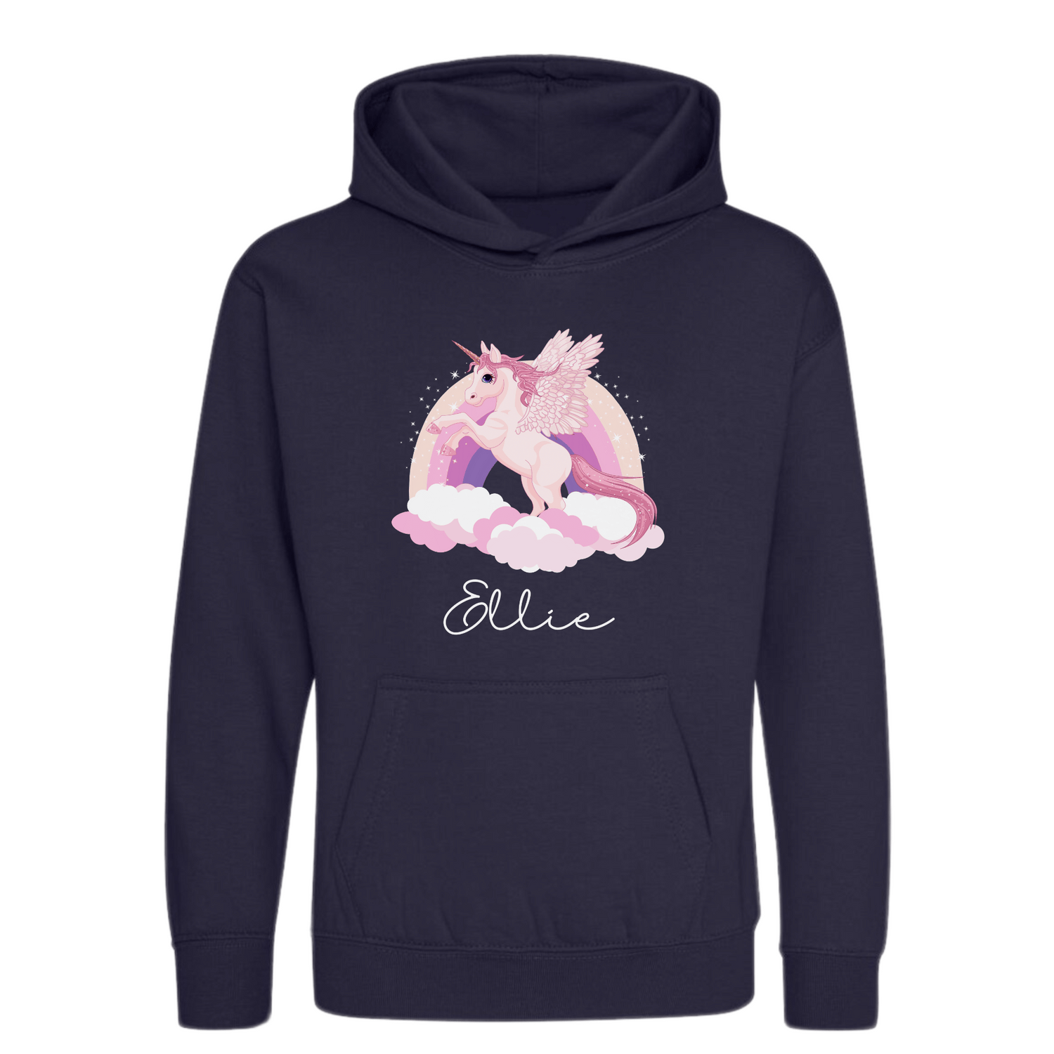 Girls Personalised Unicorn Hoodie Peachy Finders uk PeachyFinders