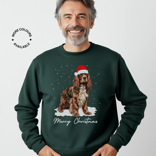 Christmas Brown & White Cocker Spaniel Jumper - Unisex Adults