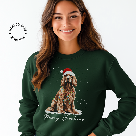 Unisex Adults Festive Cocker Spaniel Christmas Sweatshirt | Small - 5XL