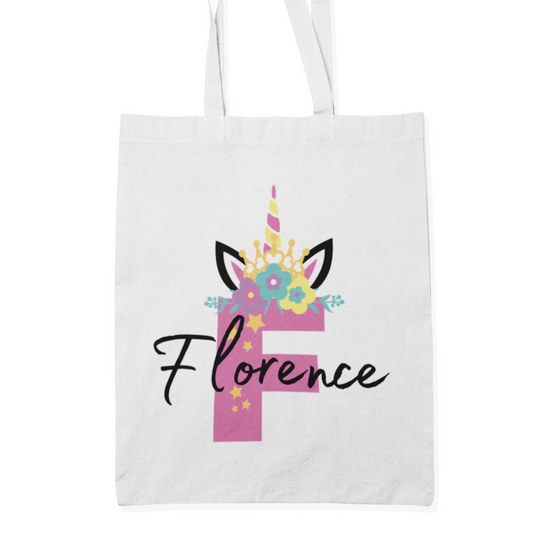 Girls Personalised Unicorn Tote Bag