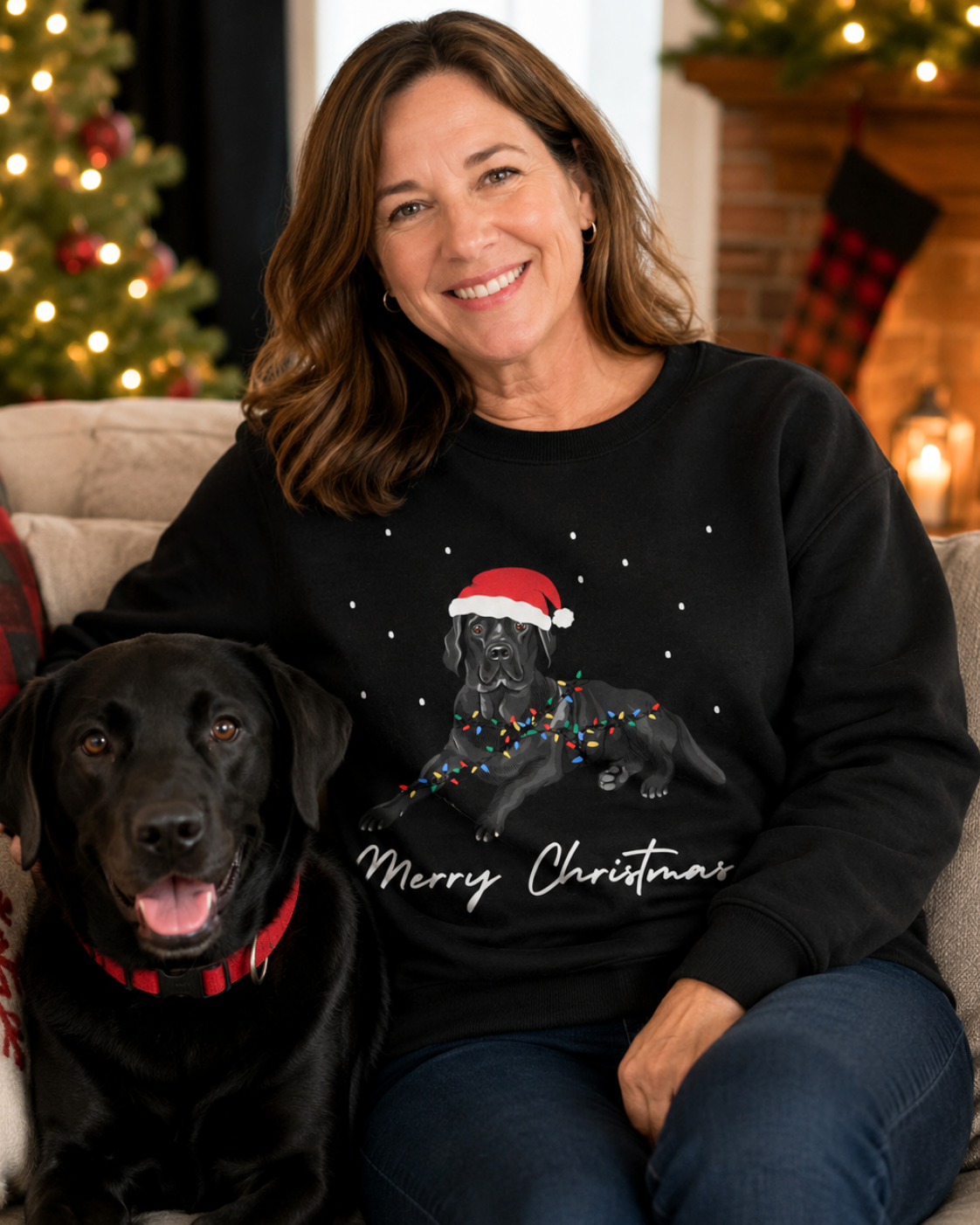 Festive Black Labrador Christmas Sweatshirt – Organic Cotton Dog Lover Jumper (XS–3XL)