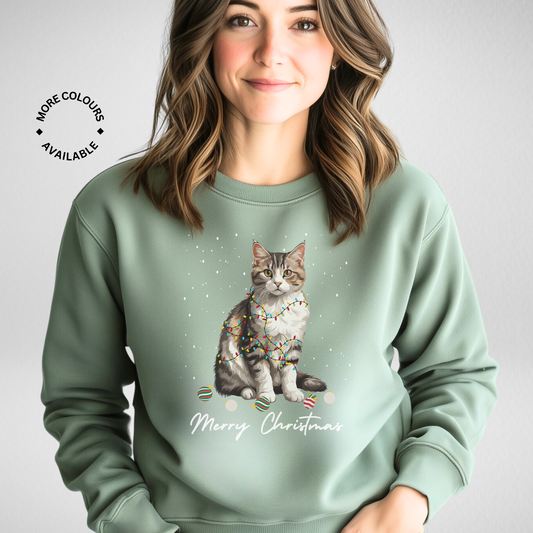 Festive Cat - Adult's Christmas Sweatshirt | S - 5XL