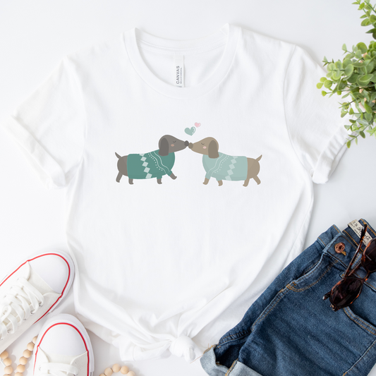 Ladies Sausage Dog Couple T-shirt | S - 4XL