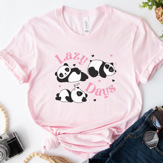 'Lazy Days' Panda Cotton T-shirt | S - 4XL