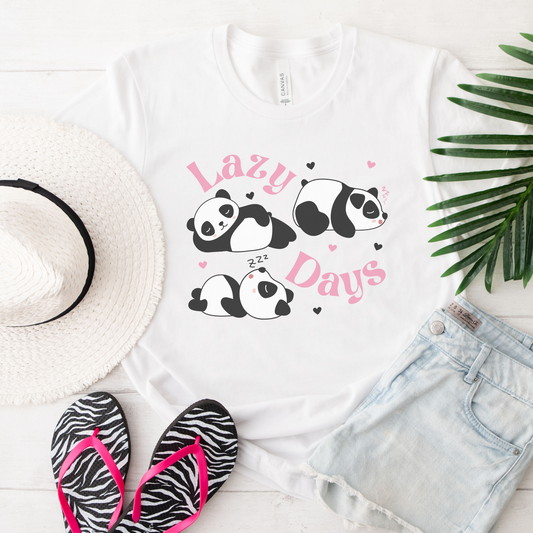 'Lazy Days' Panda Cotton T-shirt | S - 4XL