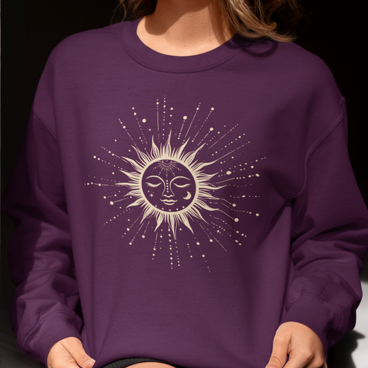 Women's Sleeping Mystical Sun Face Sweatshirt