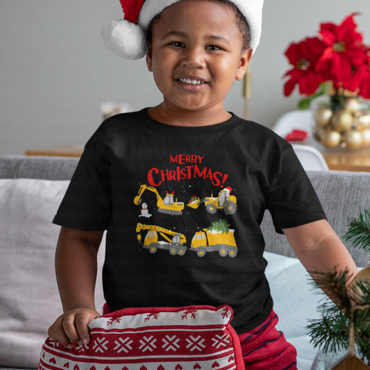 Merry Christmas Diggers Kids Unisex T-Shirt