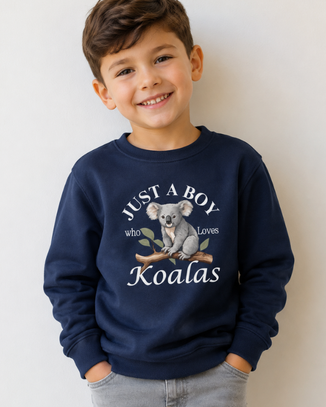 "Just A Boy Who Loves Koalas" Boys Sweatshirt (3-13 yrs)