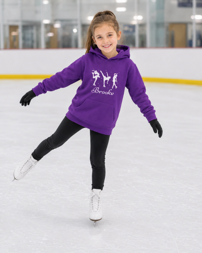 Girls Ice Skating Hoodie – Personalised Figure Skater Sweatshirt (5-13 yrs)