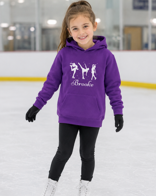 Girls Ice Skating Hoodie – Personalised Figure Skater Sweatshirt (5-13 yrs)