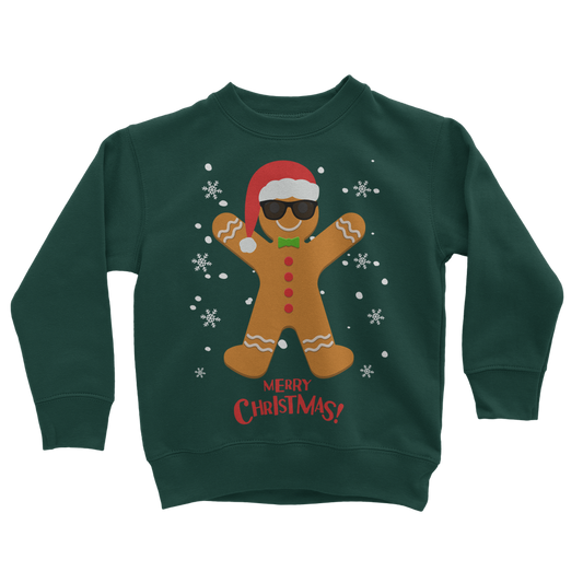 Unisex Kids Cool Gingerbread Man Christmas Sweatshirt | 3 - 13 years