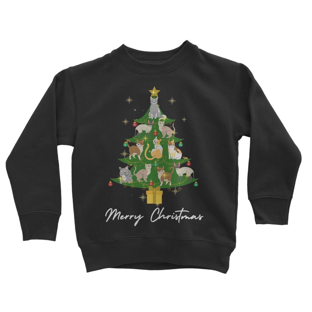 Kids Cat Christmas Tree Sweatshirt - Unisex Sizes