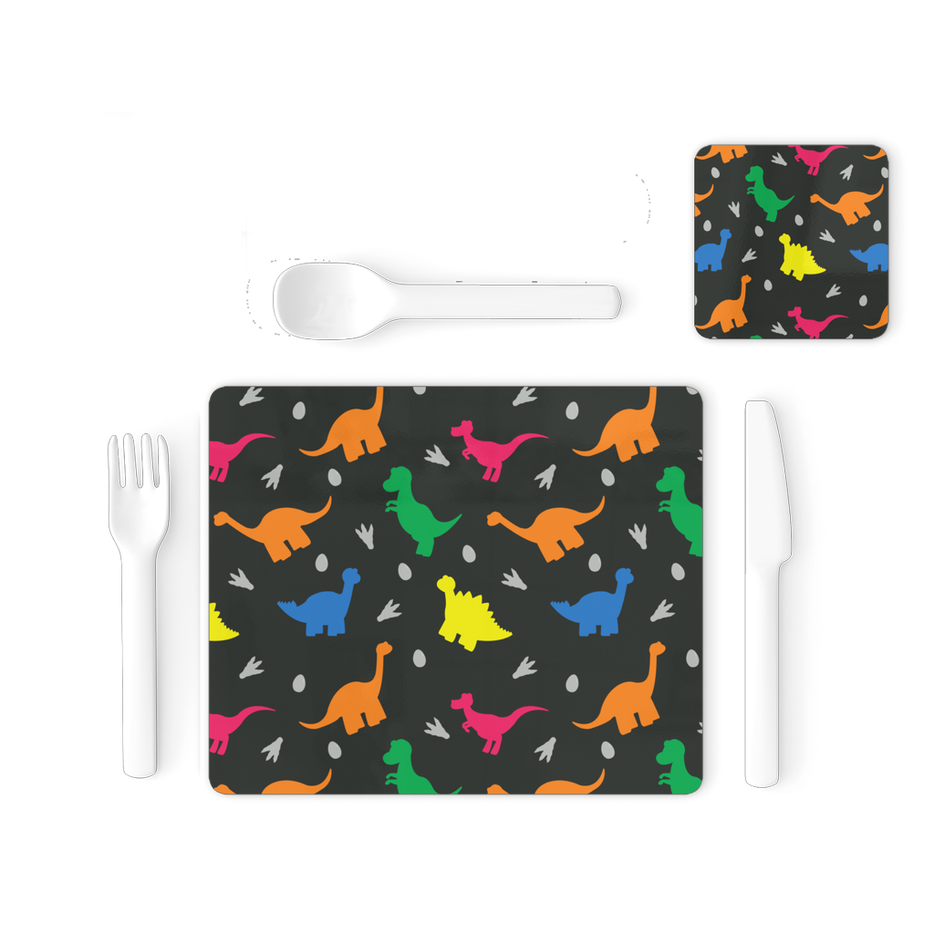 Kids Dinosaur Pattern Placemat Single Placemat and Coaster Set