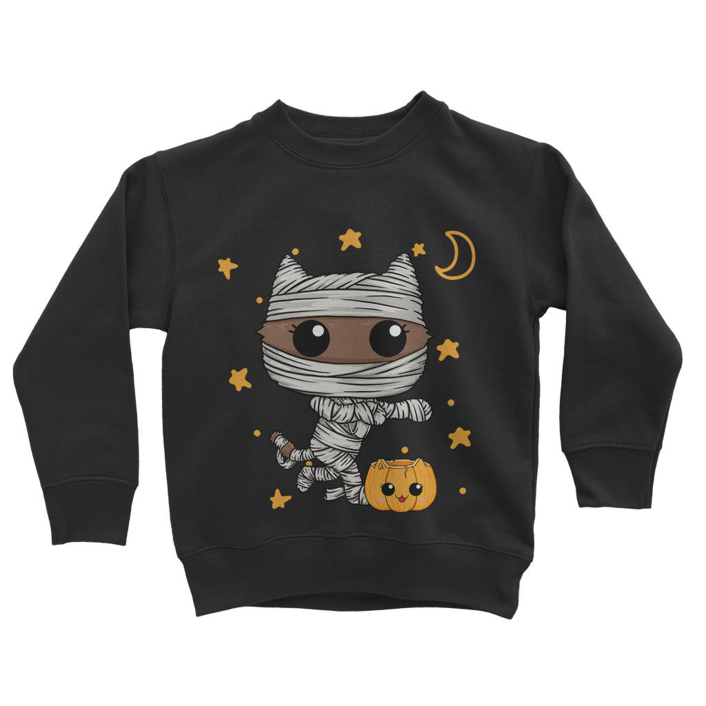 Kawaii Mummified Cat - Kids Halloween Sweatshirt