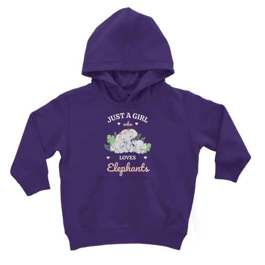 Just a Girl who loves Elephants - Girls Pullover Hoodie | 3-13 years