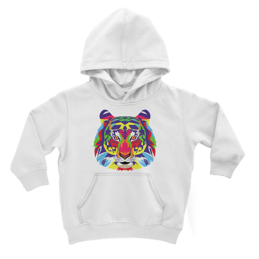 Unisex Kids Technicolour Tiger Face Pullover Hoodie | 3 - 13 years