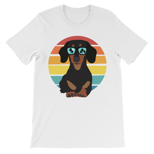 Kids Cool Retro Sunset Dachshund T-shirt | Unisex Sizes