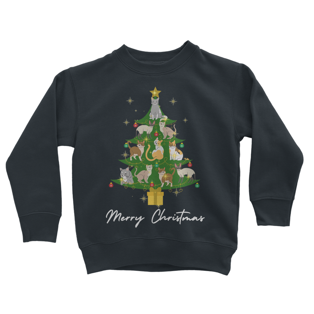 Kids Cat Christmas Tree Sweatshirt - Unisex Sizes