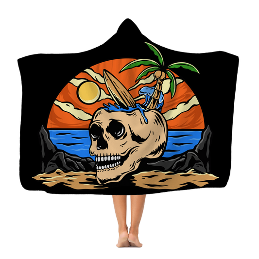 Men's Surf Skull Premium Hooded Blanket