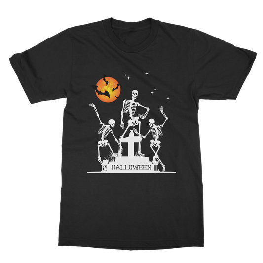 Graveyard Dancing Skeletons  - Unisex Adults Halloween T-shirt