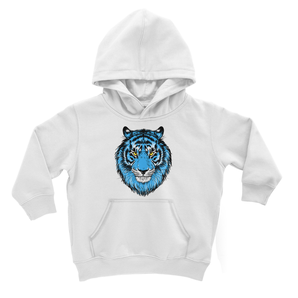 Unisex Kids Blue Tiger Head Pullover Hoodie  | 3 - 13 years