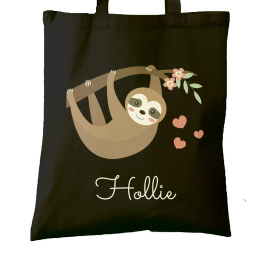 Personalised Sloth shopping Tote