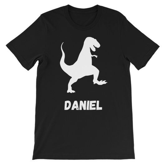 Kids Black Personalised Dinosaur T-shirt
