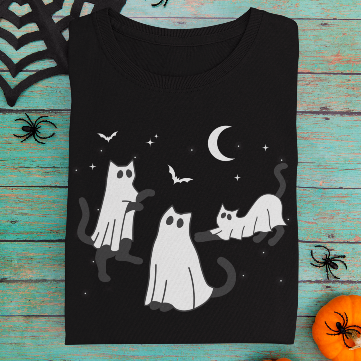Kids Funny Halloween Cat Ghosts T-shirt