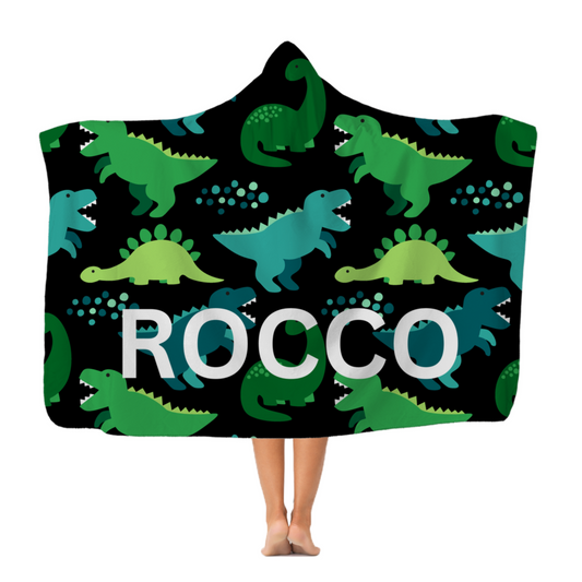 kids Personalised Dinosaur Hooded Blanket