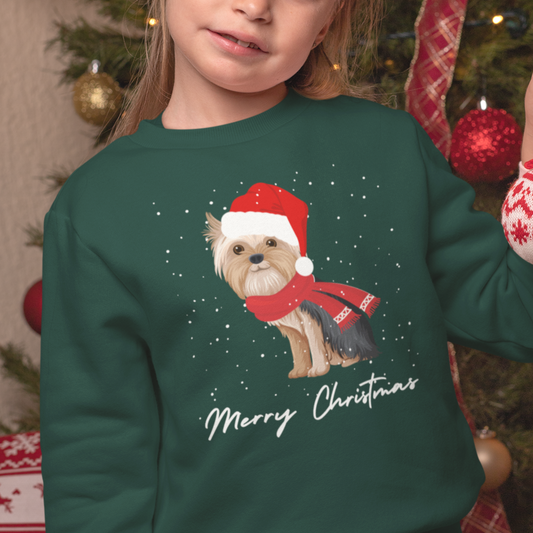 Kids Yorkshire Terrier Christmas Sweatshirt | Unisex sizes