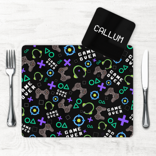 Kids Gaming Placemat & Coaster Set