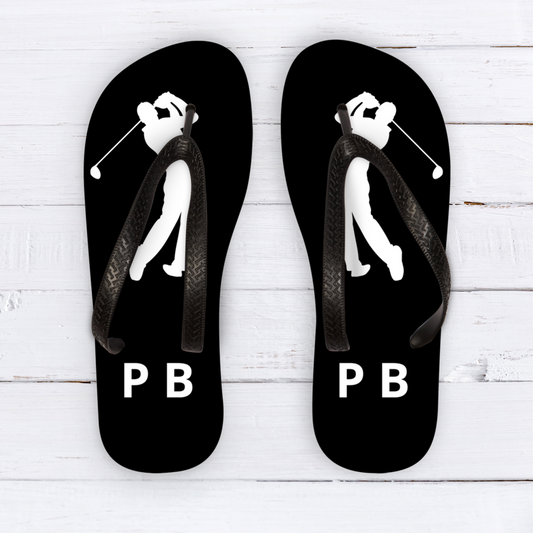 Personalised Initials Golf Flip Flops, Golfing Gifts for Adults
