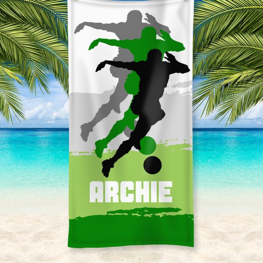 Kids Personalised Football Player Beach Towel | Size: 100 x 190 cm