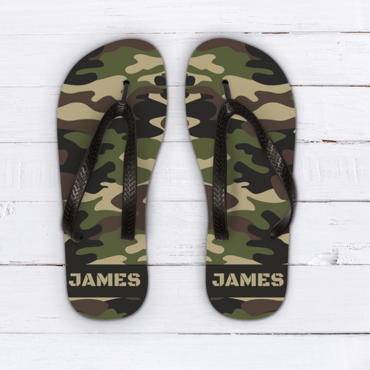 Men's Personalised Camouflage Flip Flops
