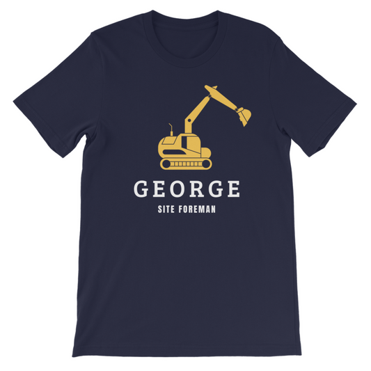 Boys Personalised Digger T-shirt - Navy Blue
