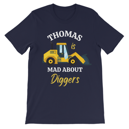 Boys Personalised 'Mad About Diggers' T-shirt