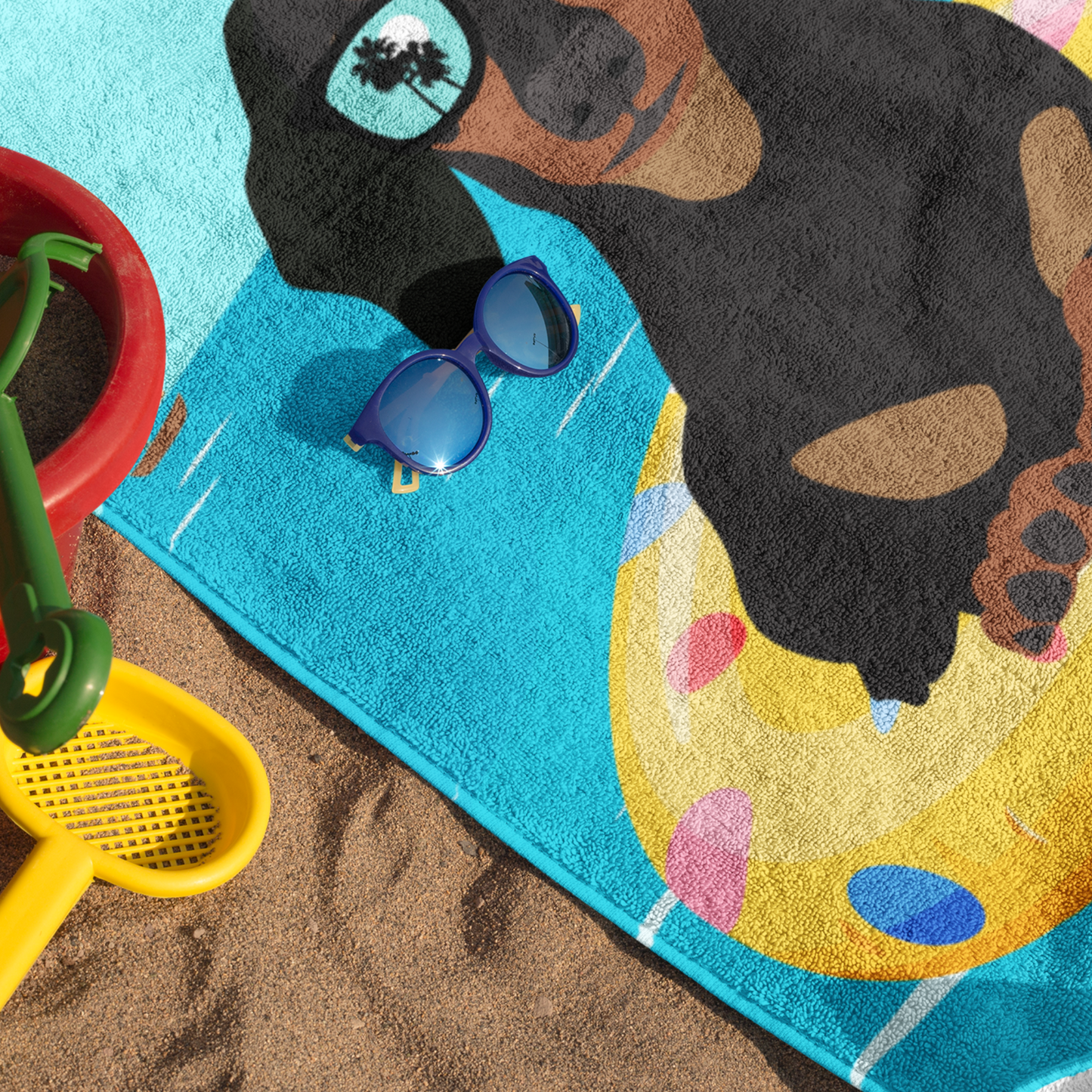 Kids Personalised Funny Dachshund Beach Towel 100 x 190 cm