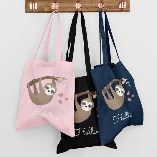Kids Personalised Sloth Tote bag