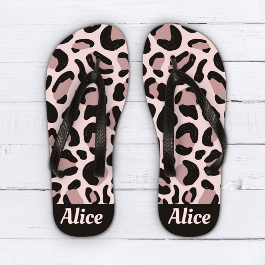 Children's custom name leopard print flip flops