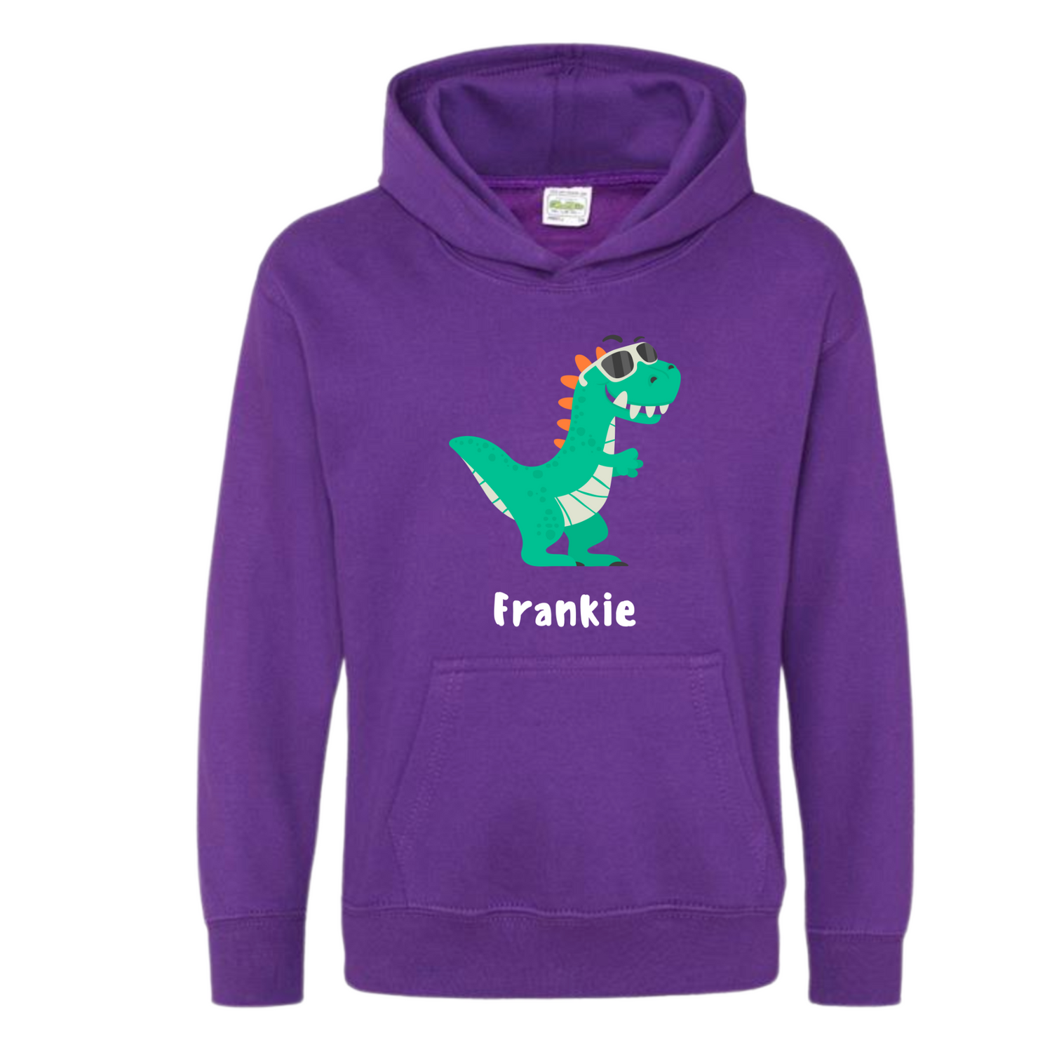 Purple - Personalised Kids Cool Dinosaur Hoodie