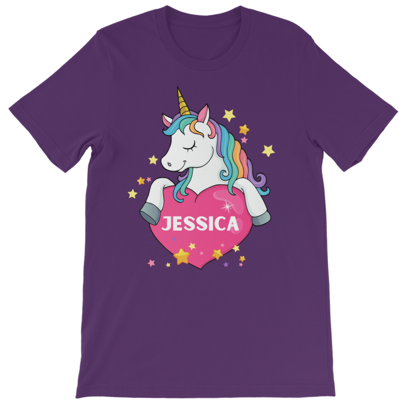 Girls Unicorn Heart Personalised T-shirt | 3 - 13 years