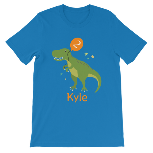 Children's Royal Blue Birthday Dinosaur T-shirt