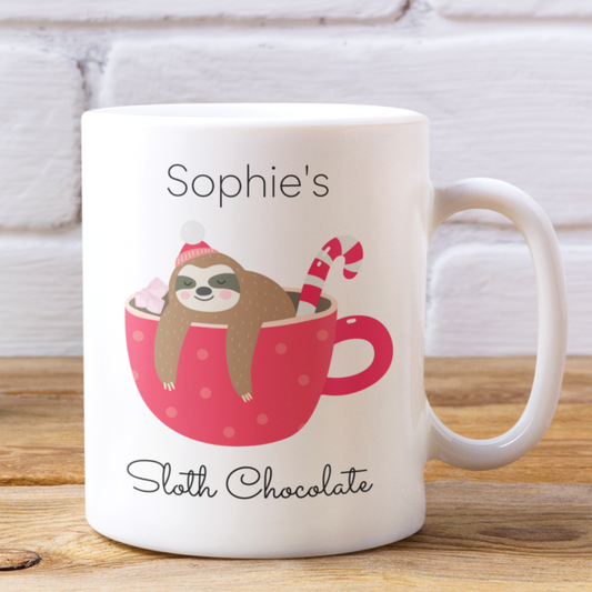 Personalised Sloth Chocolate 11oz Mug