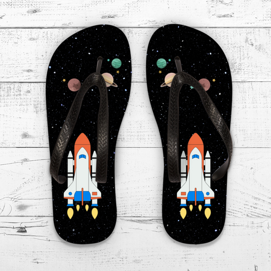 Space Rocket Flip Flops