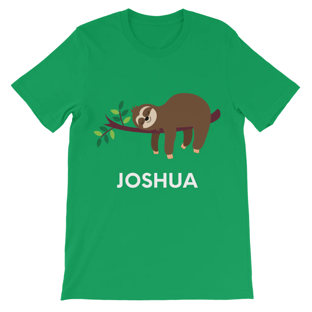 Boys Personalised Sloth T-shirt | 3 - 13 years